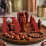 A hand-carved natural Red Jasper crystal angel featuring a deep terracotta red color and smooth polished finish.