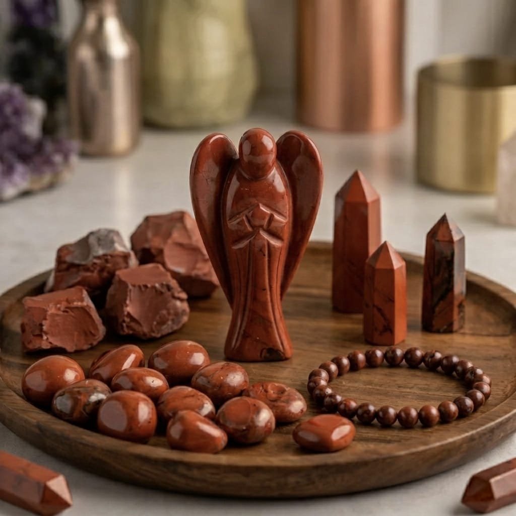 red jasper angel close up detailed carving Lakshya Gems crystal