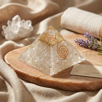 An authentic Clear Quartz crystal pyramid for energy amplification and Vastu from Lakshya Gems